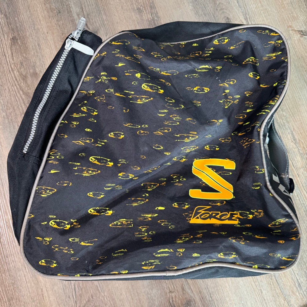 Salomon‎ S-Force Ski Boot Bag Black Yellow Graphic Print Adjustable Strap PVC